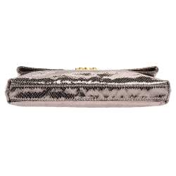 Pre Owned Marc by Marc Jacobs Metallic Snakeskin Effect Leather Fold Over Clutch