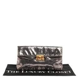 Pre Owned Marc by Marc Jacobs Metallic Snakeskin Effect Leather Fold Over Clutch