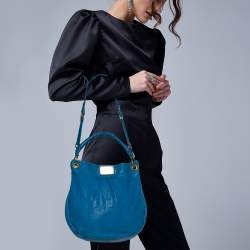 Pre Owned Marc by Marc Jacobs Blue Leather Classic Q Hillier Hobo