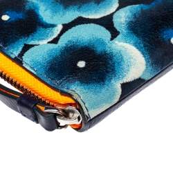 Marc by Marc Jacobs Blue Printed Leather Sophisticato Wingman Wristlet Wallet