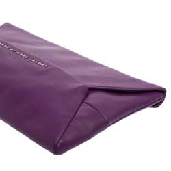 Pre Owned Marc by Marc Jacobs Purple Leather Tangram Anna Envelope Clutch