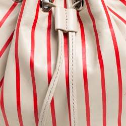 Pre Owned حقيبة هوبو مارك باي مارك جاكوبس "هوت تو هاندل" جلد مقلم أحمر و بيج