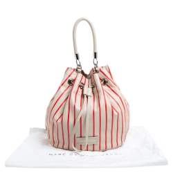 Pre Owned حقيبة هوبو مارك باي مارك جاكوبس "هوت تو هاندل" جلد مقلم أحمر و بيج