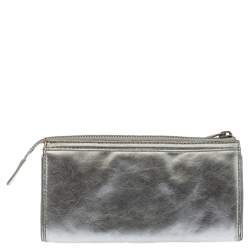 Marc by Marc Jacobs Metallic Silver Leather Totally Turnlock Wallet     