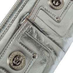 Marc by Marc Jacobs Metallic Silver Leather Totally Turnlock Wallet     
