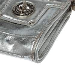 Marc by Marc Jacobs Metallic Silver Leather Totally Turnlock Wallet     