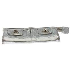 Marc by Marc Jacobs Metallic Silver Leather Totally Turnlock Wallet     