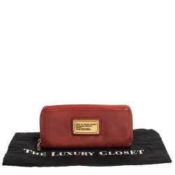 Pre Owned محفظة مارك باي مارك جاكوبس جلد برتقالي بسحاب محيط