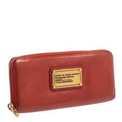 Pre Owned محفظة مارك باي مارك جاكوبس جلد برتقالي بسحاب محيط