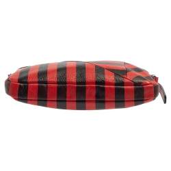 Pre Owned حقيبة كروس مارك باي مارك جاكوبس "تورن اروند داني" جلد مخطط أسود و أحمر