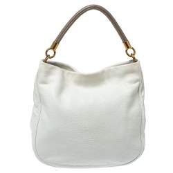 Pre Owned Marc by Marc Jacobs White Soft Grained Leather Too Hot to Handle Hobo