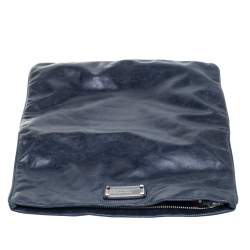 مملوكة مسبقًا Marc by Marc Jacobs Blue Crinkled Leather Foldover Clutch