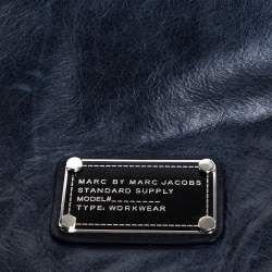 مملوكة مسبقًا Marc by Marc Jacobs Blue Crinkled Leather Foldover Clutch