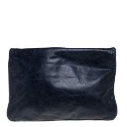 مملوكة مسبقًا Marc by Marc Jacobs Blue Crinkled Leather Foldover Clutch