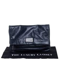 مملوكة مسبقًا Marc by Marc Jacobs Blue Crinkled Leather Foldover Clutch