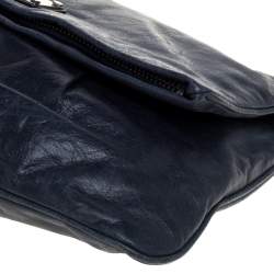 مملوكة مسبقًا Marc by Marc Jacobs Blue Crinkled Leather Foldover Clutch