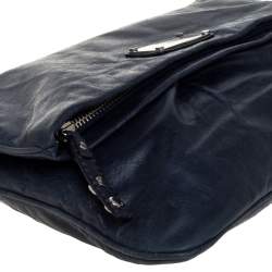 مملوكة مسبقًا Marc by Marc Jacobs Blue Crinkled Leather Foldover Clutch