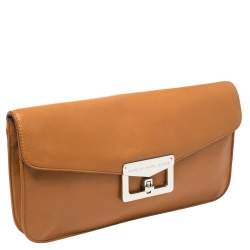 Pre Owned حقيبة كلتش مارك باي مارك جاكوبس بيانكا شكل المظروف جلد بني فاتح