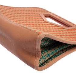 Pre Owned Marc by Marc Jacobs Orange/Beige Checkered Raffia Clutch