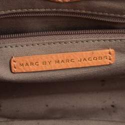 Pre Owned Marc by Marc Jacobs Orange/Beige Checkered Raffia Clutch