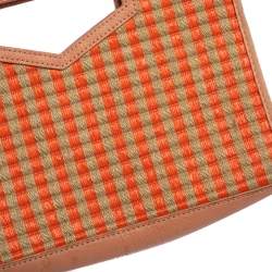 Pre Owned Marc by Marc Jacobs Orange/Beige Checkered Raffia Clutch