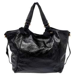 Pre Owned Marc by Marc Jacobs Black Patent and Leather Turnlock Shoulder Bag