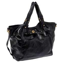 Marc by Marc Jacobs Black Patent and Leather Turnlock Shoulder Bag