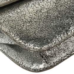 Pre Owned Marc by Marc Jacobs Silver Crackled Leather Shoulder Bag