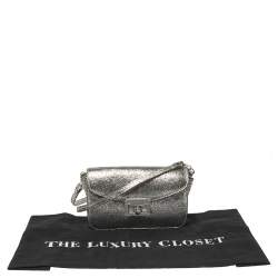 Pre Owned Marc by Marc Jacobs Silver Crackled Leather Shoulder Bag