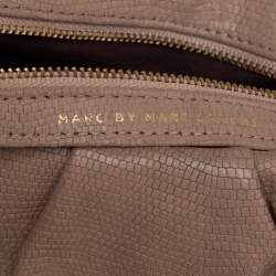 Pre Owned Marc by Marc Jacobs Beige Lizard Embossed Leather Classic Q Lil Ukita Top Handle Bag
