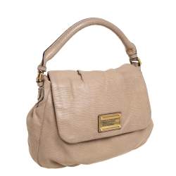 Pre Owned Marc by Marc Jacobs Beige Lizard Embossed Leather Classic Q Lil Ukita Top Handle Bag