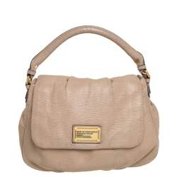 Pre Owned Marc by Marc Jacobs Beige Lizard Embossed Leather Classic Q Lil Ukita Top Handle Bag