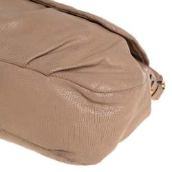 Pre Owned Marc by Marc Jacobs Beige Lizard Embossed Leather Classic Q Lil Ukita Top Handle Bag