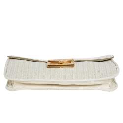 مملوكة مسبقًا Marc By Marc Jacobs White Leather and Straw Flap Clutch