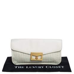 مملوكة مسبقًا Marc By Marc Jacobs White Leather and Straw Flap Clutch