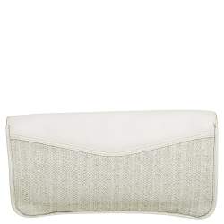مملوكة مسبقًا Marc By Marc Jacobs White Leather and Straw Flap Clutch