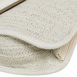 مملوكة مسبقًا Marc By Marc Jacobs White Leather and Straw Flap Clutch