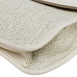 مملوكة مسبقًا Marc By Marc Jacobs White Leather and Straw Flap Clutch