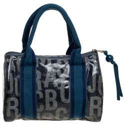 Pre Owned Marc By Marc Jacobs Blue Coated Canvas Alphabet Bowler Bag