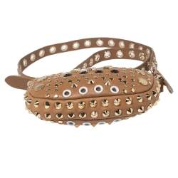 مملوكة مسبقًا حقيبة كروس مارك باي مارك جاكوبس مرصعة مستديرة جلد بني فاتح