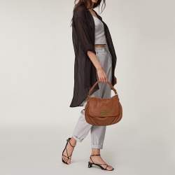 Pre Owned حقيبة مارك باي مارك جاكوبس كيو ليل أوكيتا كلاسيكية جلد ناعم بني بيد علوية     