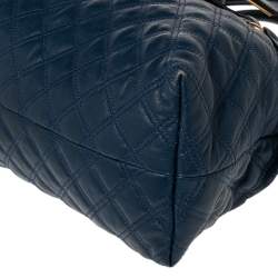 Pre Owned  Marc Jacobs Blue Quilted Leather Bruna Belted Tote