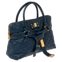 Pre Owned  Marc Jacobs Blue Quilted Leather Bruna Belted Tote