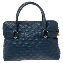 Pre Owned  Marc Jacobs Blue Quilted Leather Bruna Belted Tote