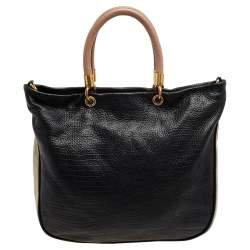 Pre Owned Marc by Marc Jacobs Black/Cream Leather Too Hot to Handle Tote