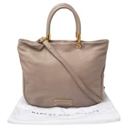 Pre Owned Marc by Marc Jacobs Dark Beige Leather Too Hot to Handle Tote