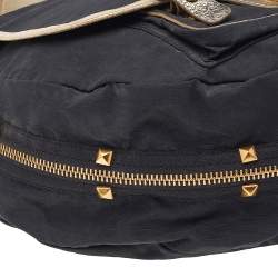 Marc By Marc Jacobs Black/Gold Fabric And Crackle Leather Flap Messenger Bag