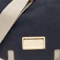 Marc By Marc Jacobs Black/Gold Fabric And Crackle Leather Flap Messenger Bag