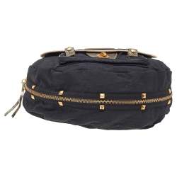 Marc By Marc Jacobs Black/Gold Fabric And Crackle Leather Flap Messenger Bag