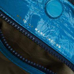 Pre Owned حقيبة يد هوبو مارك باي مارك جاكوبس كلاسيك Q هيلير جلد لامع ثنائي اللون أزرق كحلي